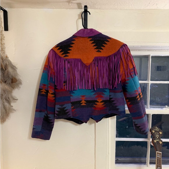 PIONEER Women's Vintage Western Multicolor Fringe Blazer - Picture 2 of 5